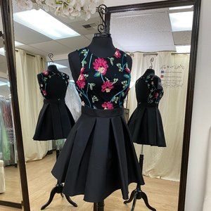 Black, Floral, Homecoming Dress